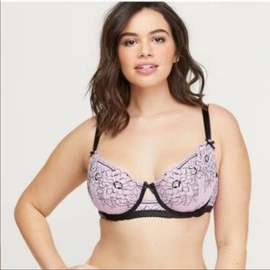 Cacique Unlined Balconette Bra Floral Lilac 40DDD